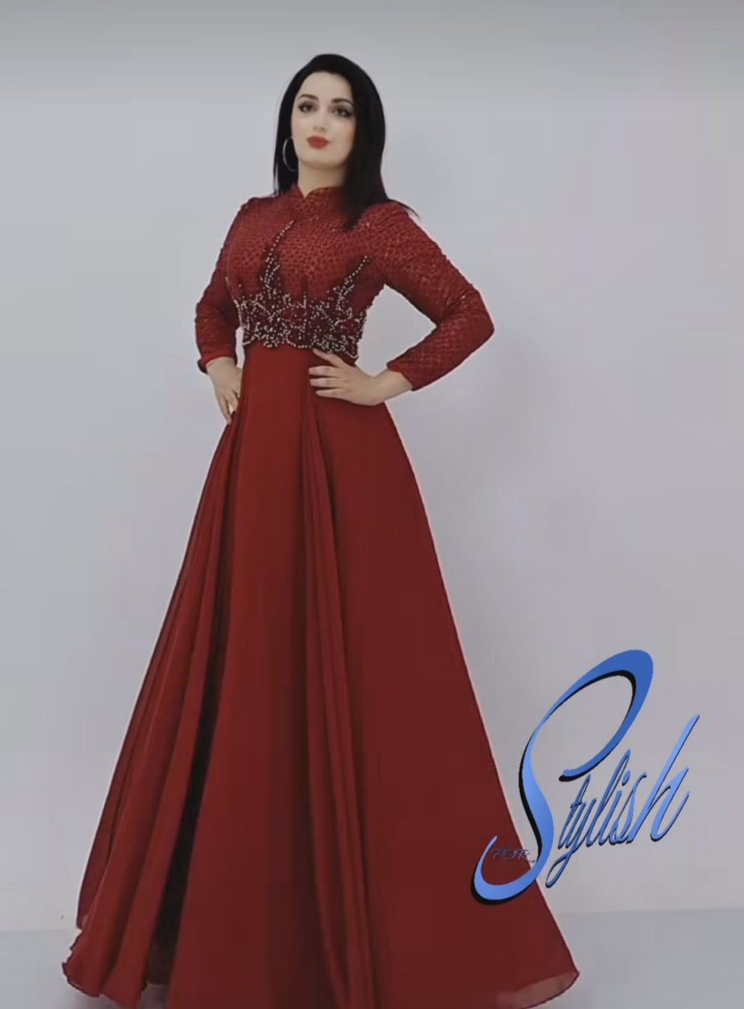 فستان راقي شيفون وجاكار