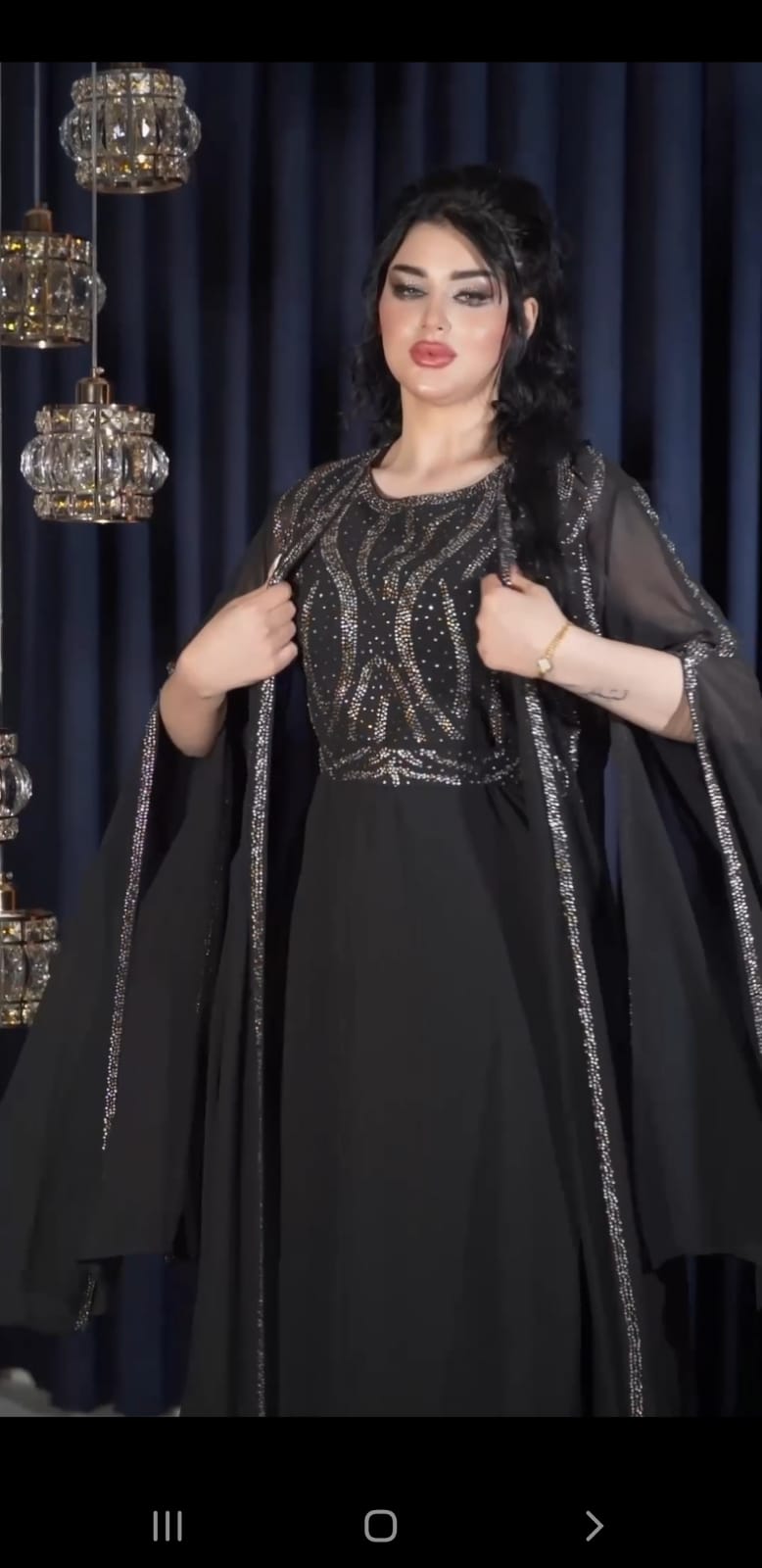 فستان شيفون كريب قطعتين و حزام