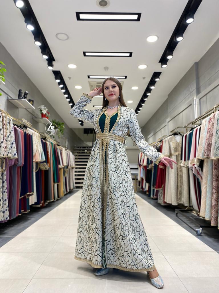 قفطان مغربي مشجر قطعتين