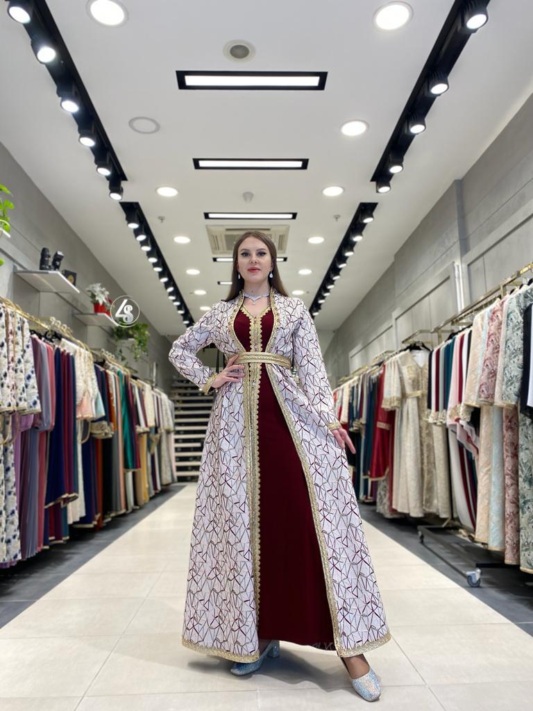 قفطان مغربي مشجر قطعتين