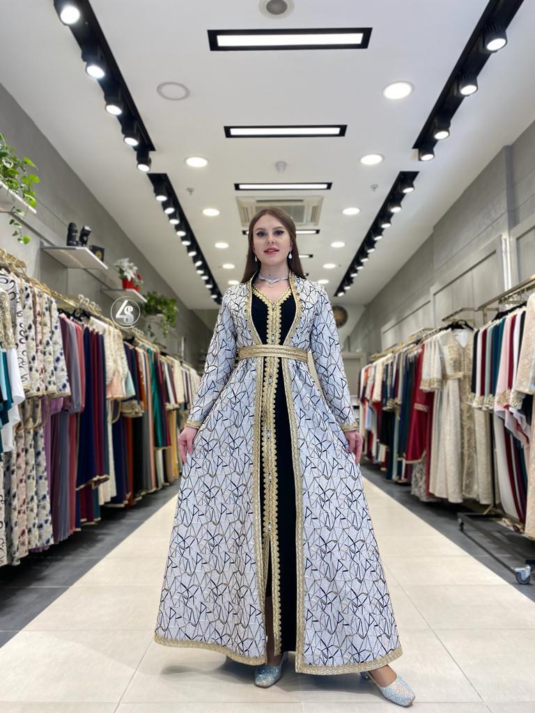 قفطان مغربي مشجر قطعتين
