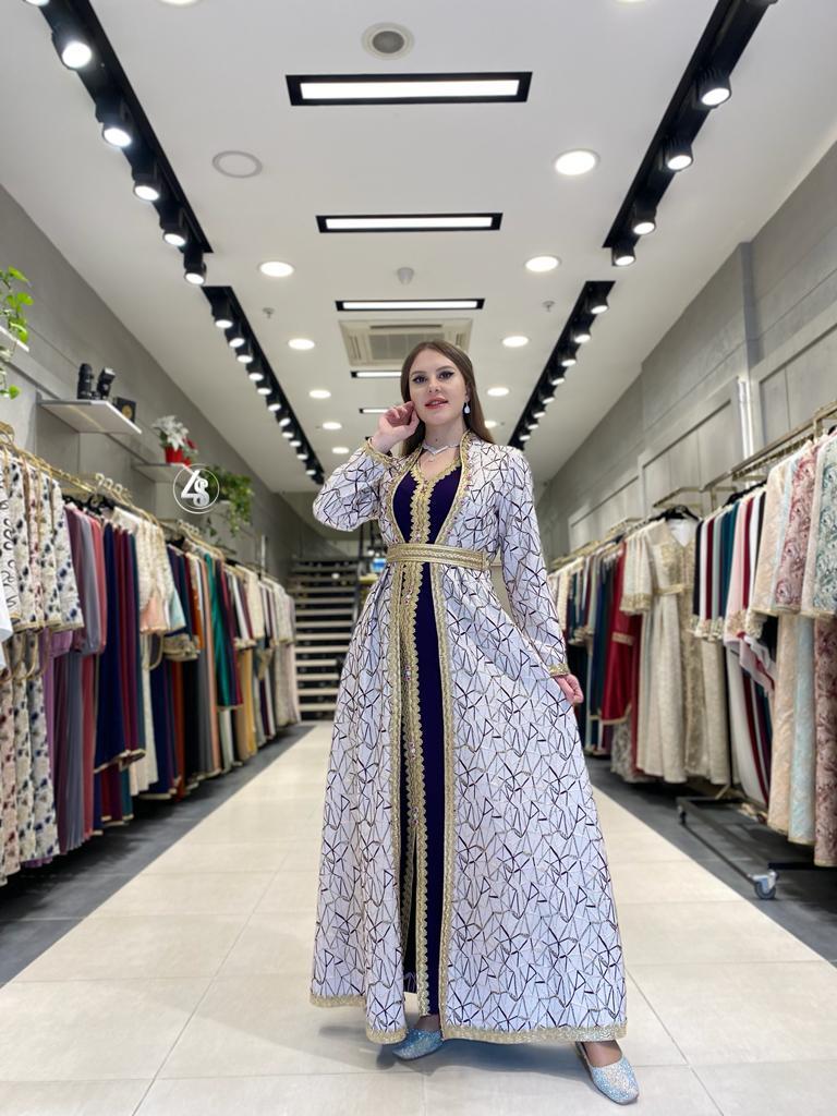 قفطان مغربي مشجر قطعتين