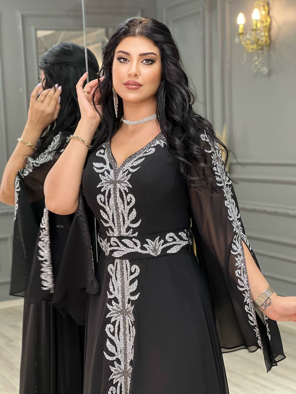 قفطان شيفون شك حجر